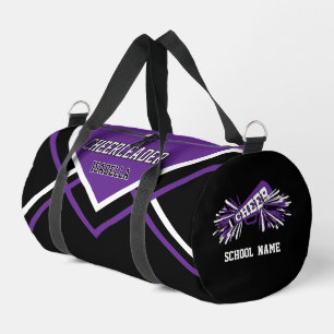 Personalise Cheerleader Purple, Black, White Duffle Bag