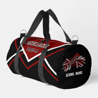 Personalise Cheerleader | Red Maroon, Black, White Duffle Bag