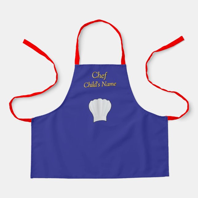Personalise Chef Kids Blue Craft   Apron (Front)