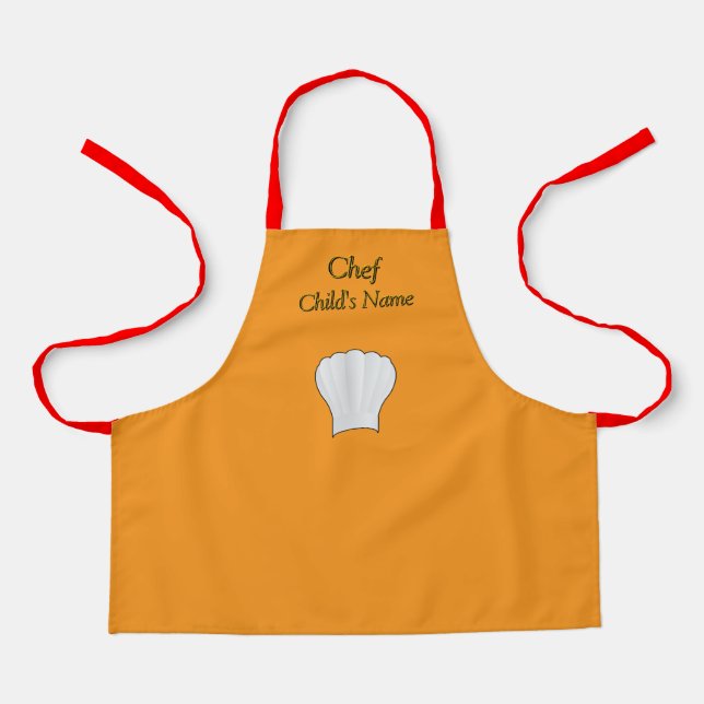 Personalise Chef Kids Orange Craft    Apron (Front)