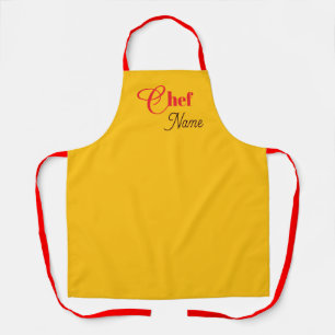 Personalise CHEF Yellow Kitchen Catering Red Strap Apron