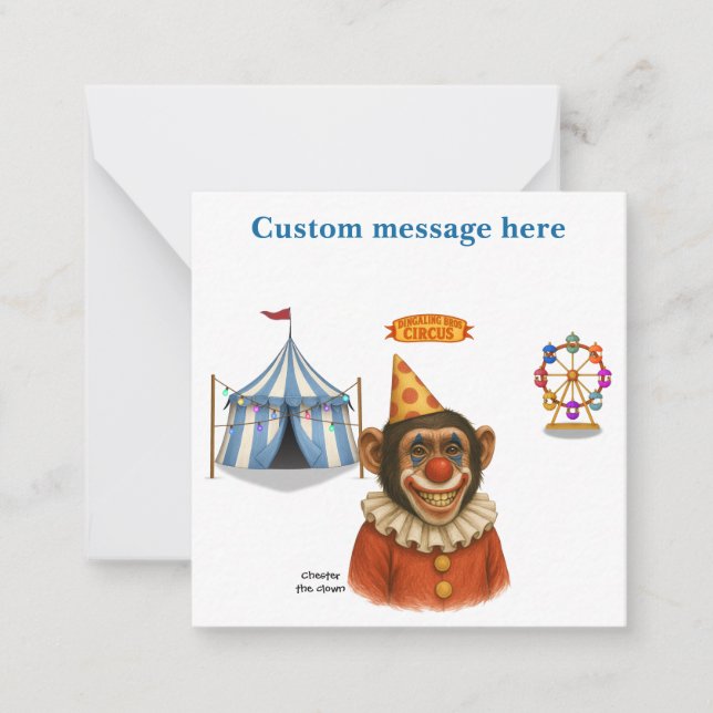 Personalise: Chester the chimp clown Card (Front)