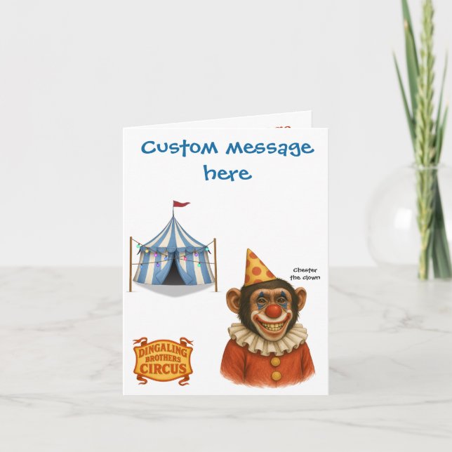 Personalise: Chester the chimp clown Card (Front)