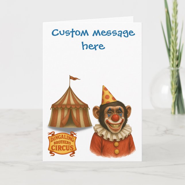 Personalise: Chester the chimp clown Card (Front)