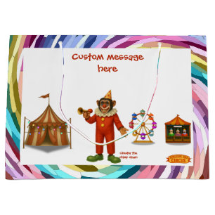 Personalise: Chester the chimp clown Large Gift Bag