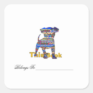 Personalise Chevron Pattern Dog Bookplate  Square Sticker