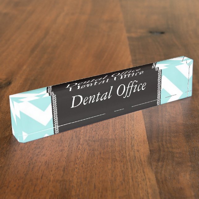 Personalise Chevrons Pattern Aqua Blue Name Nameplate (Side)