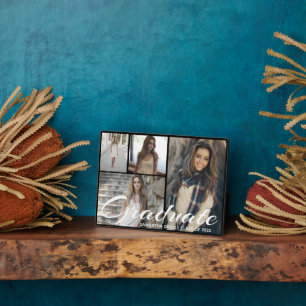 Personalise Chic Black Photo Collage Plaque