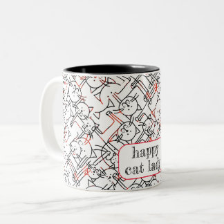 personalise: childless cat lady Two-Tone coffee mug