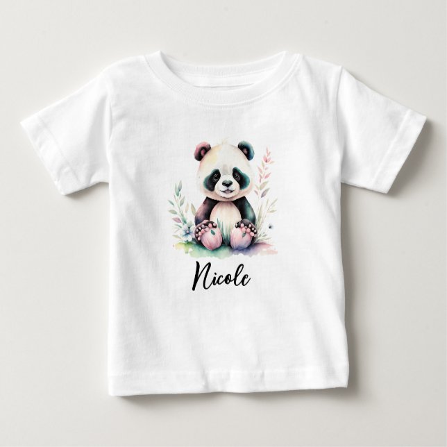 Personalise Children Kids Toddler Panda Bear Baby T-Shirt (Front)