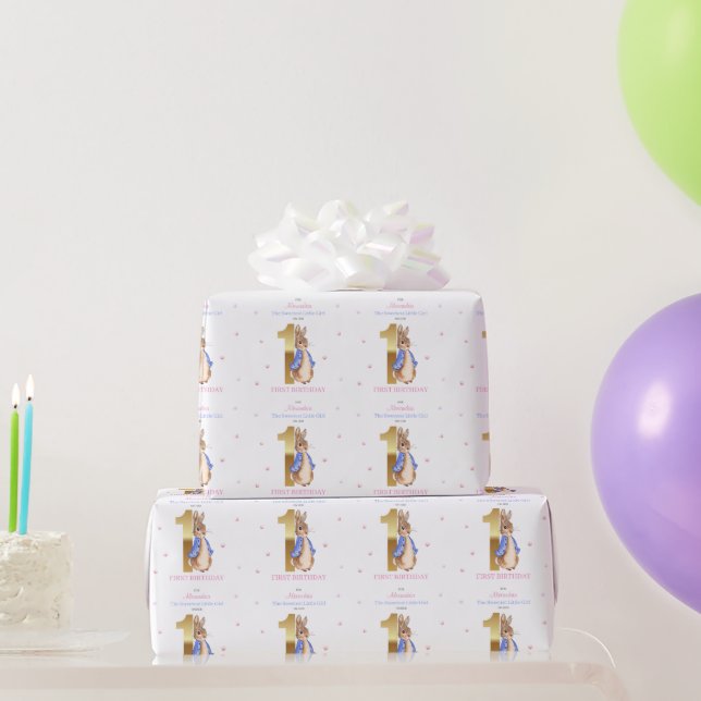 Personalise Child's name Peter First birthday Wrapping Paper (Party Gifts)