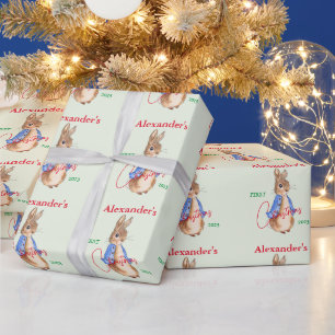 Personalise Child's name Peter the Rabbit 1st Xmas Wrapping Paper
