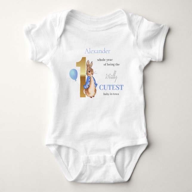Personalise Child's name Peter the Rabbit  Baby Bodysuit (Front)