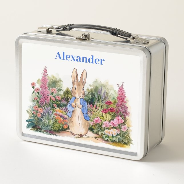 Personalise Child's Name Peter the Rabbit  Metal Lunch Box (Front)