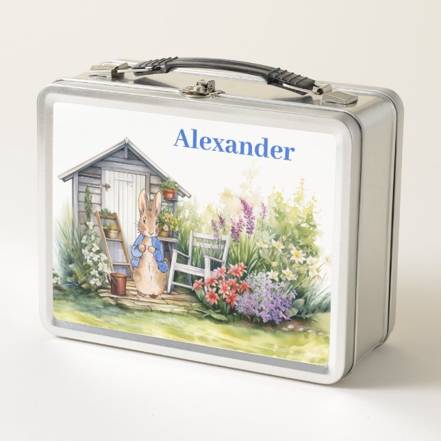Personalise Child's Name Peter the Rabbit  Metal Lunch Box (Front)