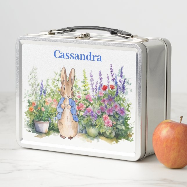 Personalise Child's Name Peter the Rabbit  Metal Lunch Box (In Situ)