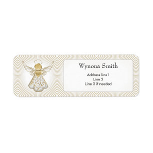 Personalise: Christmas Angel of Grace Filigree Return Address Label