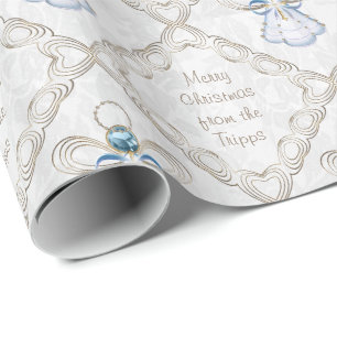 Personalise - Christmas Filigree Angel of Faith Wrapping Paper