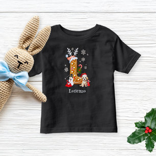 Personalise Christmas Gingerbread Alphabet L Boy Toddler T-Shirt