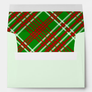 Personalise Christmas Green and Red Plaid Card Envelope