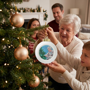 Personalise Christmas greeting from NANNY/GRAMMY Ceramic Ball Christmas Ornament