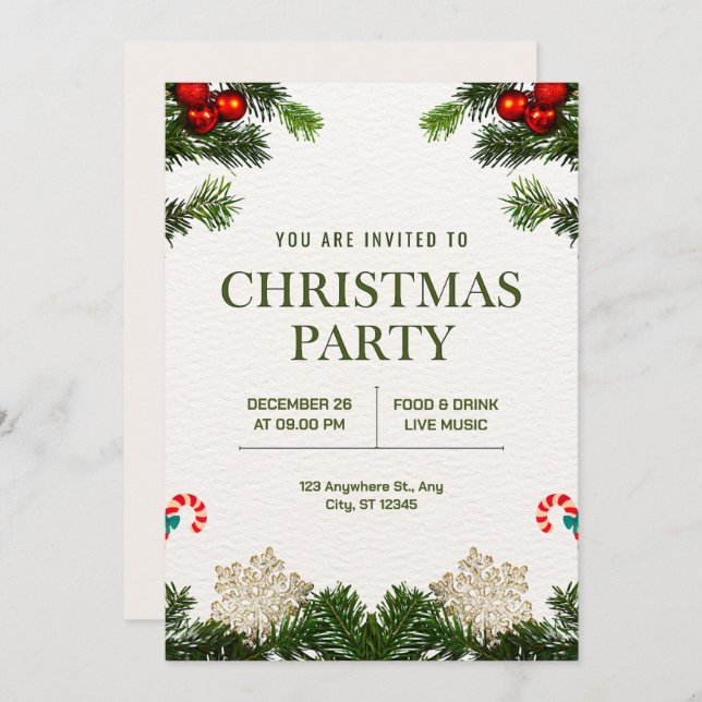 personalise Christmas party  Invitation (Front/Back)