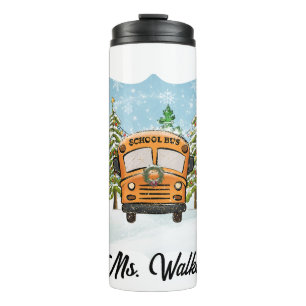 Personalise Christmas School Bus Drivers Gift Thermal Tumbler