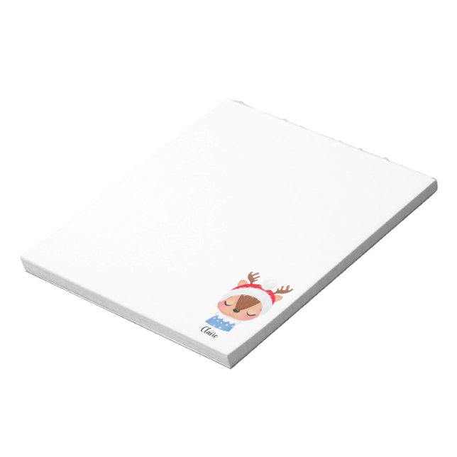 Personalise Christmas Sleeping Reindeer Face Notepad (Rotated)