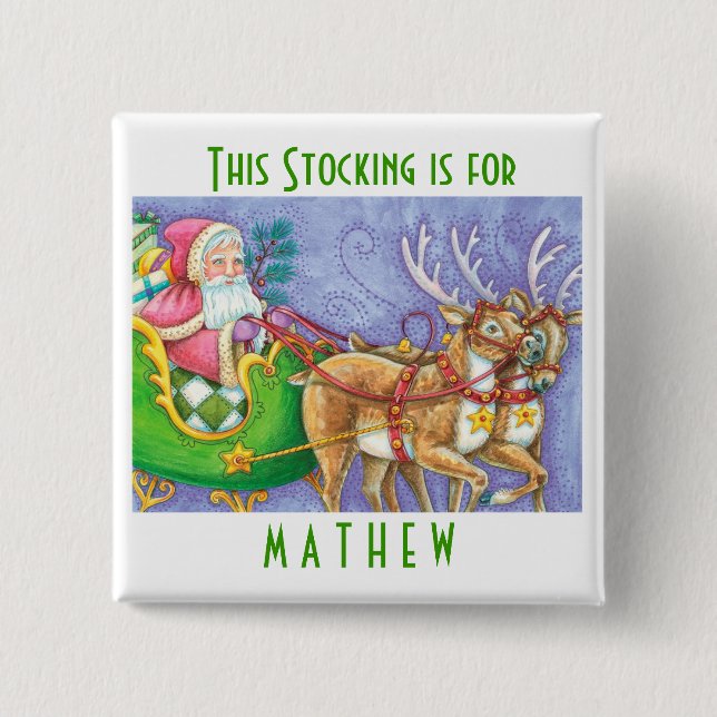 Personalise Christmas Stocking Buttons (Front)