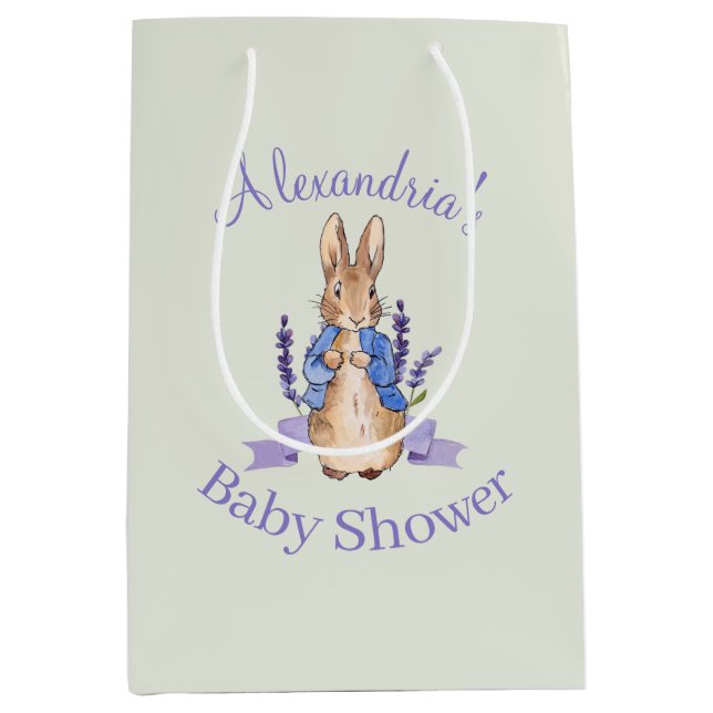 Personalise Classic Bunny Rabbit Baby shower Medium Gift Bag (Front)