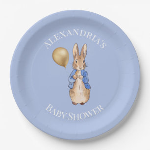 Personalise Classic bunny rabbit Baby Shower Paper Plate