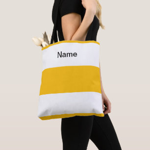 Personalise Classic Lemon Yellow +  White Stripes Tote Bag