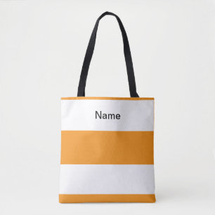Personalise Classic Orange + White Stripes Tote Bag