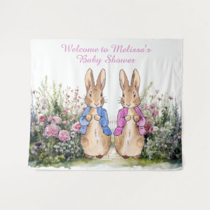 Personalise Classic Rabbits Baby shower LARGE Tapestry