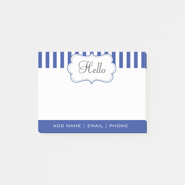 Personalise Classy Electric Blue Stripes Post-it Notes (Front)