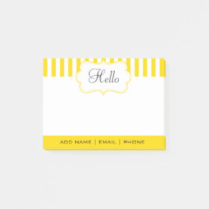 Personalise Classy Freesia Yellow Stripes Post-it Notes