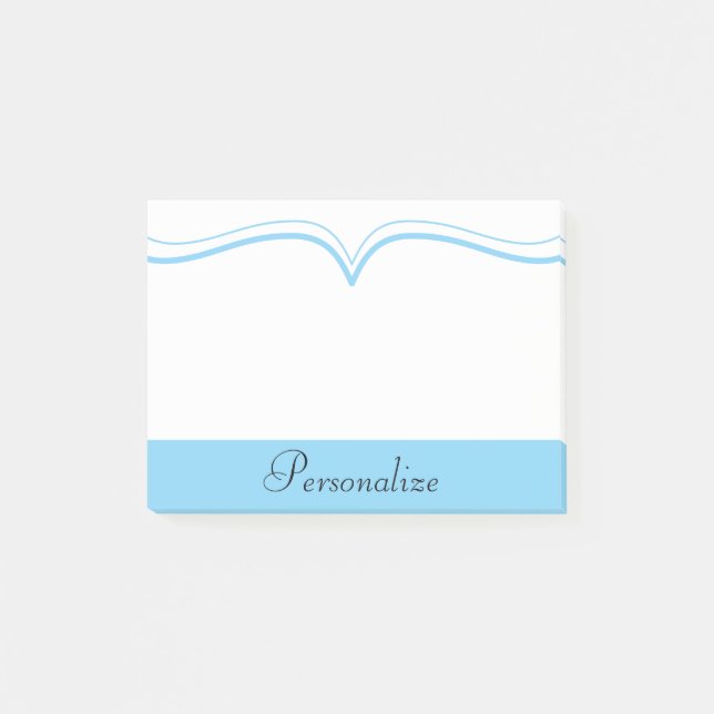 Personalise Classy Placid Blue Post-it Notes (Front)