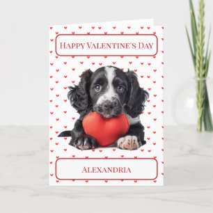 Personalise Cocker Spaniel  Puppy Valentine Card