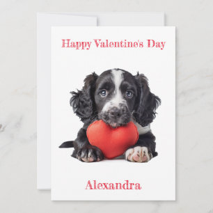 Personalise Cocker Spaniel Puppy Valentine  Holiday Card