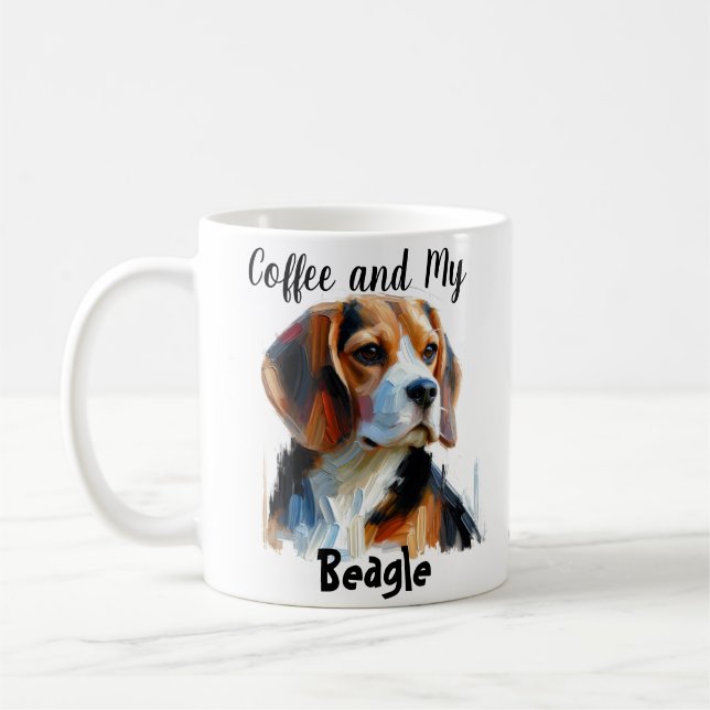  Personalise Coffee and My Beagle Cute  Mug (Left)