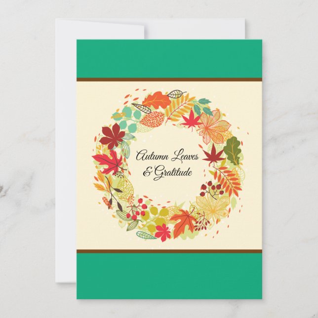 Personalise Colourful Autumn Leaves Wreath Greetin Holiday Card (Front)