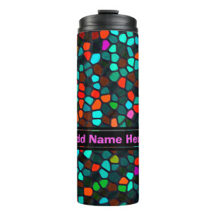 Personalise Colourful Multicoloured Mosaic Pattern Thermal Tumbler