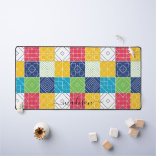 Personalise Colourful Patchwork Desk Mat