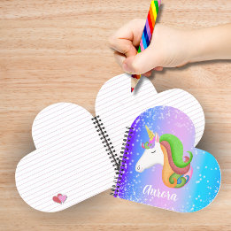 Personalise Colourful Unicorn Glitter  Notebook