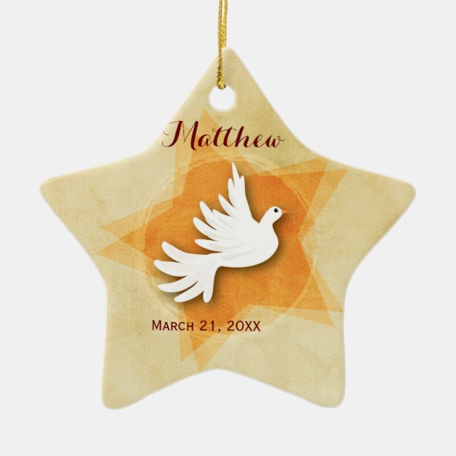 Personalise Confirmation Congratulations Gift Coll Ceramic Tree Decoration (Front)