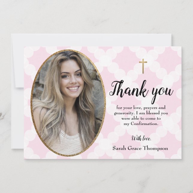 Personalise Confirmation teen girl photo thank you Card (Front)