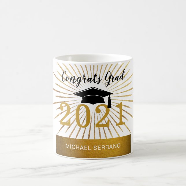 Personalise Congrats Grad Gold Foil Class of 2021  Coffee Mug (Center)