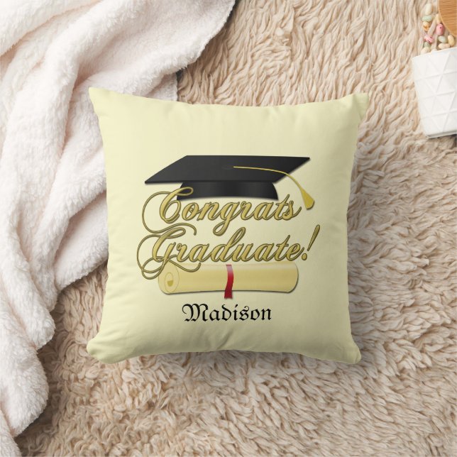 Personalise Congrats Graduate Diploma PLdesign Cushion (Blanket)