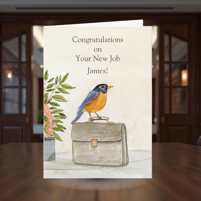 Personalise Congratulations New Job Robin Card (Creator Uploaded)