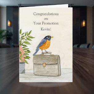 Personalise Congratulations New Promotion Robin Card